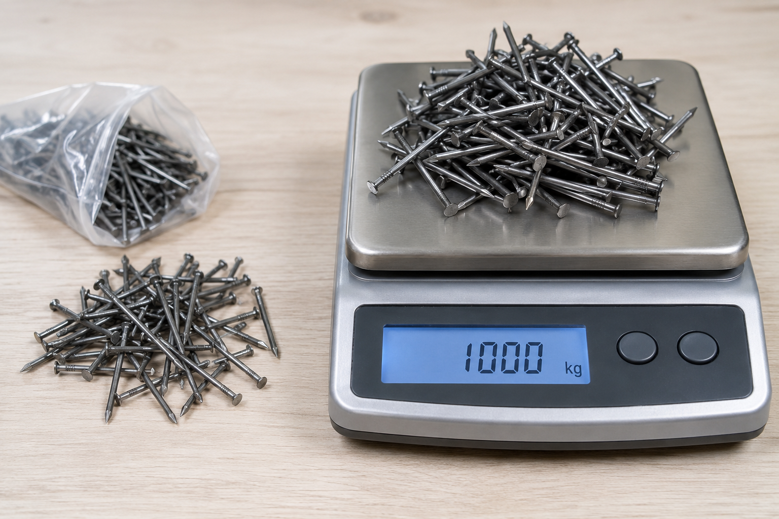 nails quantity per kilogram calculation