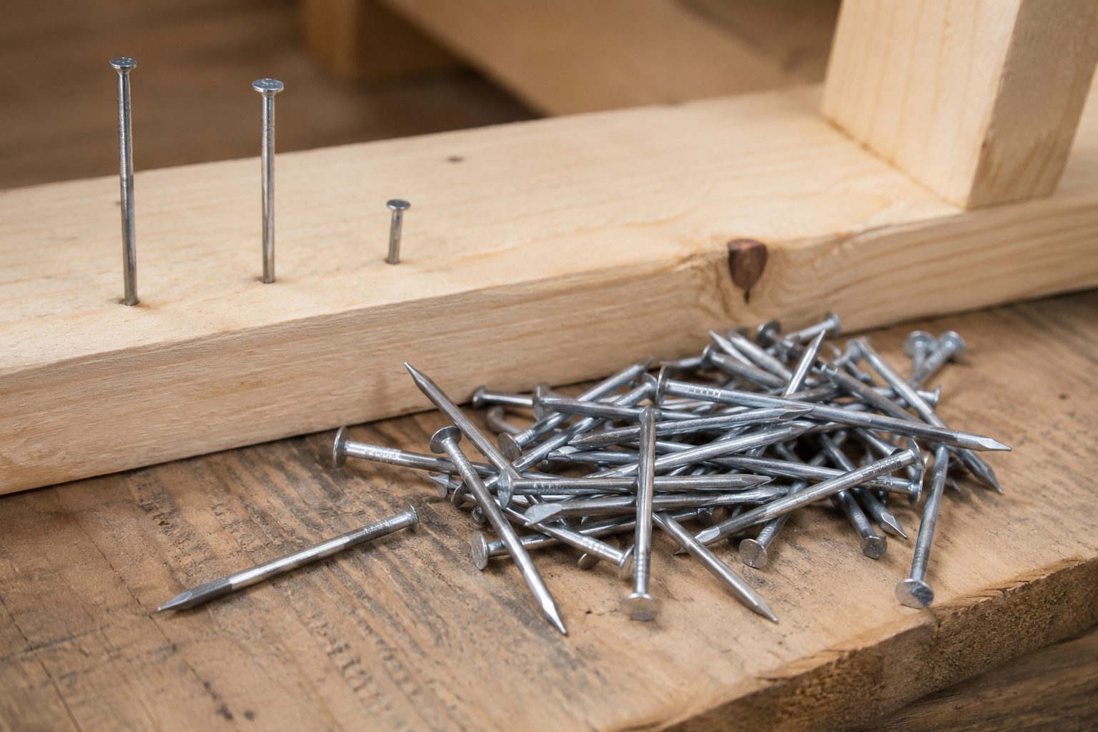Common wire nails in wood construction