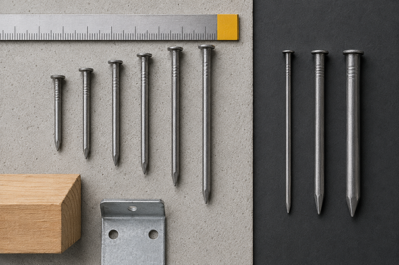 concrete nail length and diameter selection chart