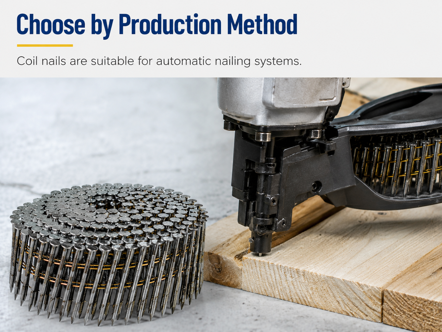 Automatic nailing system with coil nails