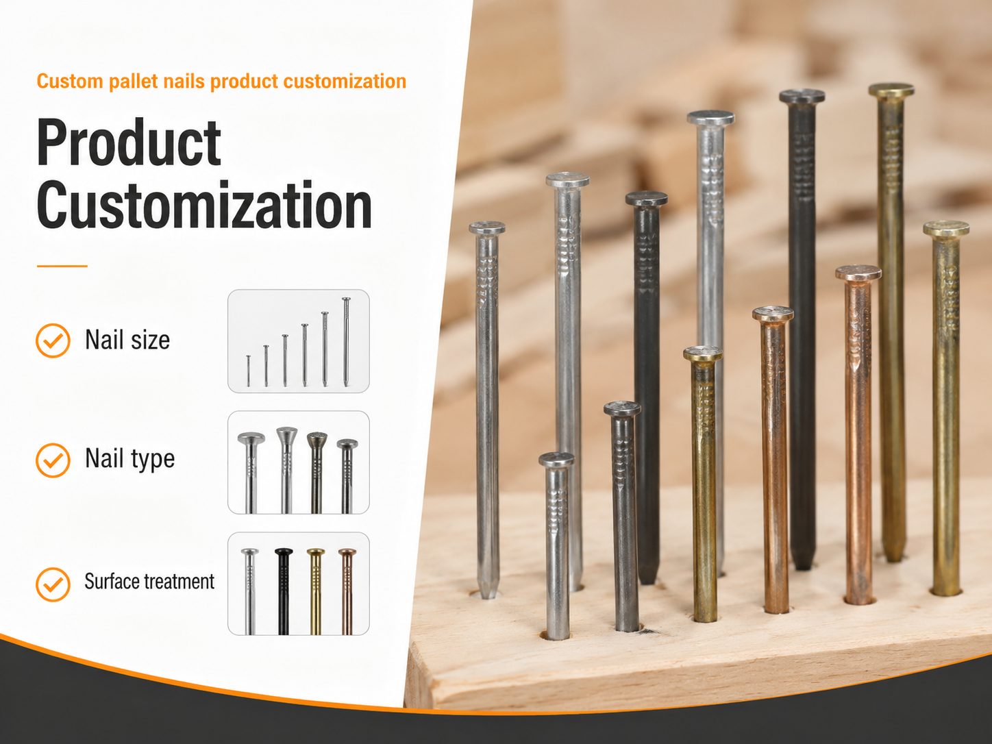 Custom pallet nails product customization