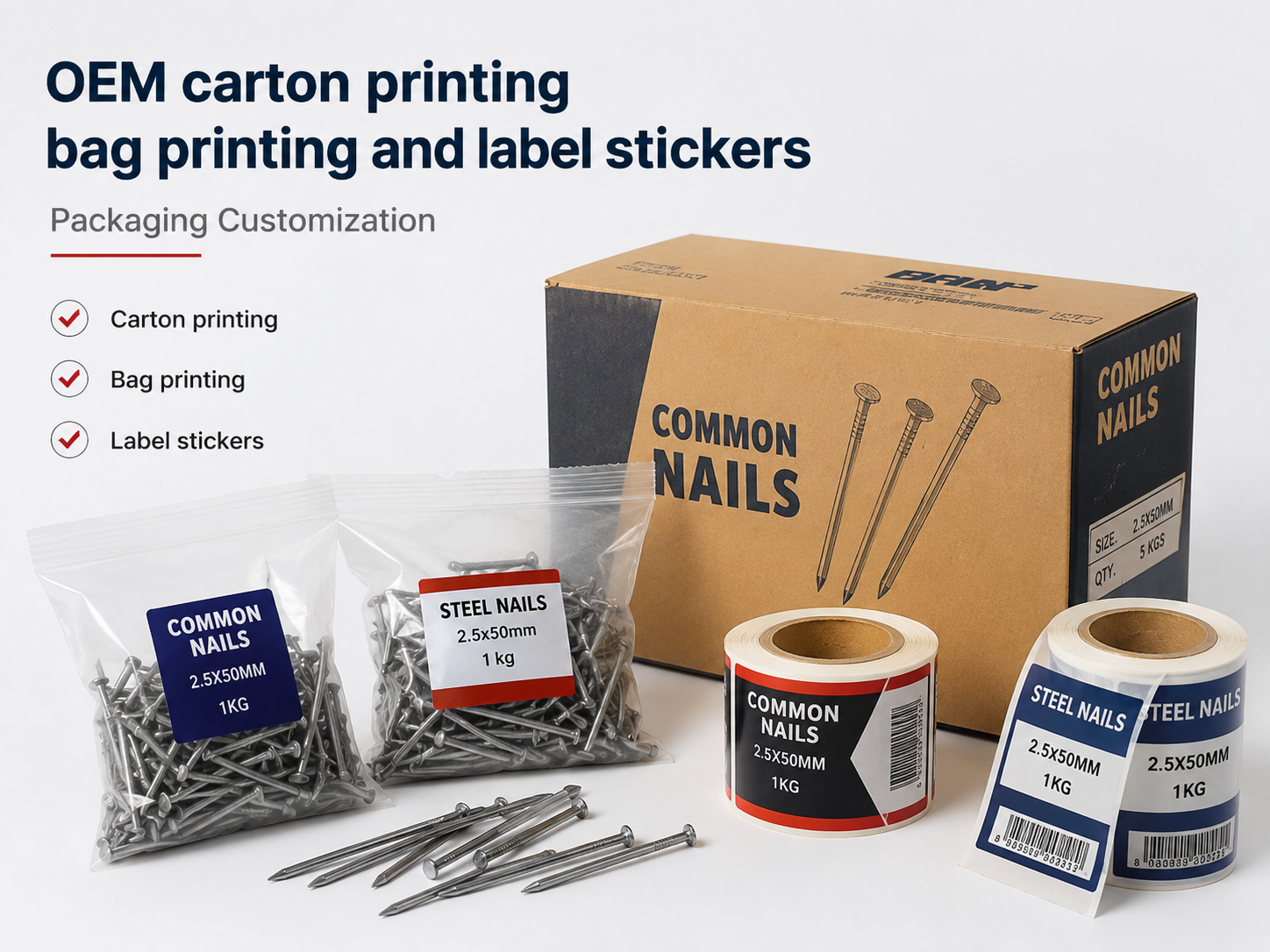 OEM carton printing bag printing and label stickers