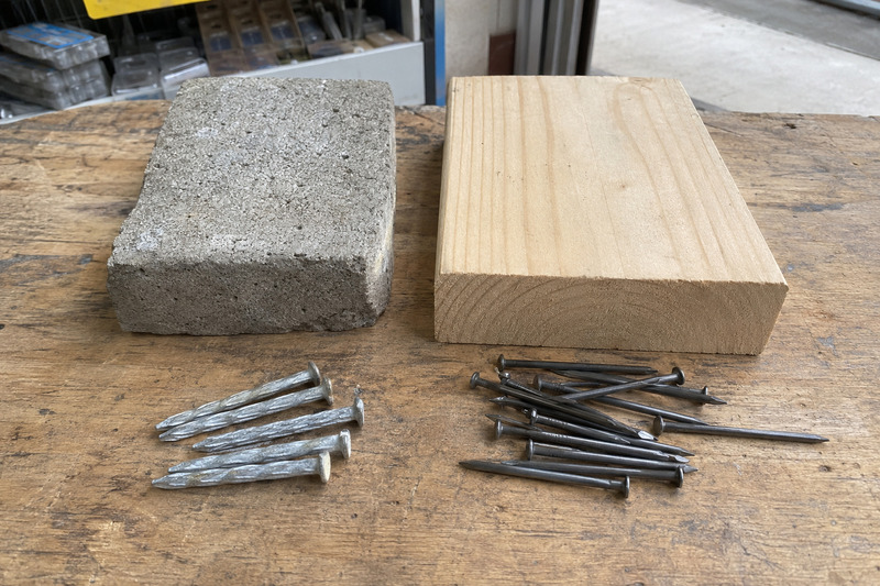concrete nails and regular nails for masonry and wood fastening