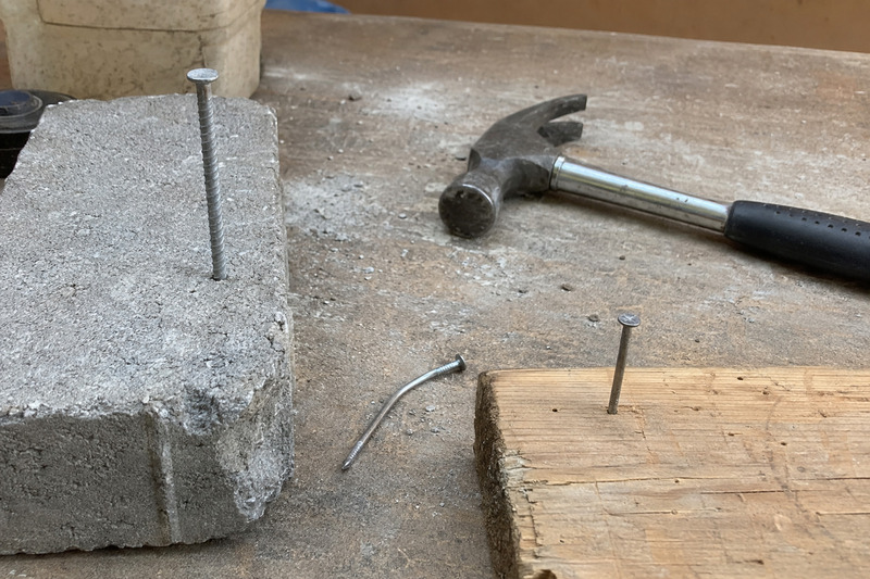 concrete nails and regular nails material hardness comparison