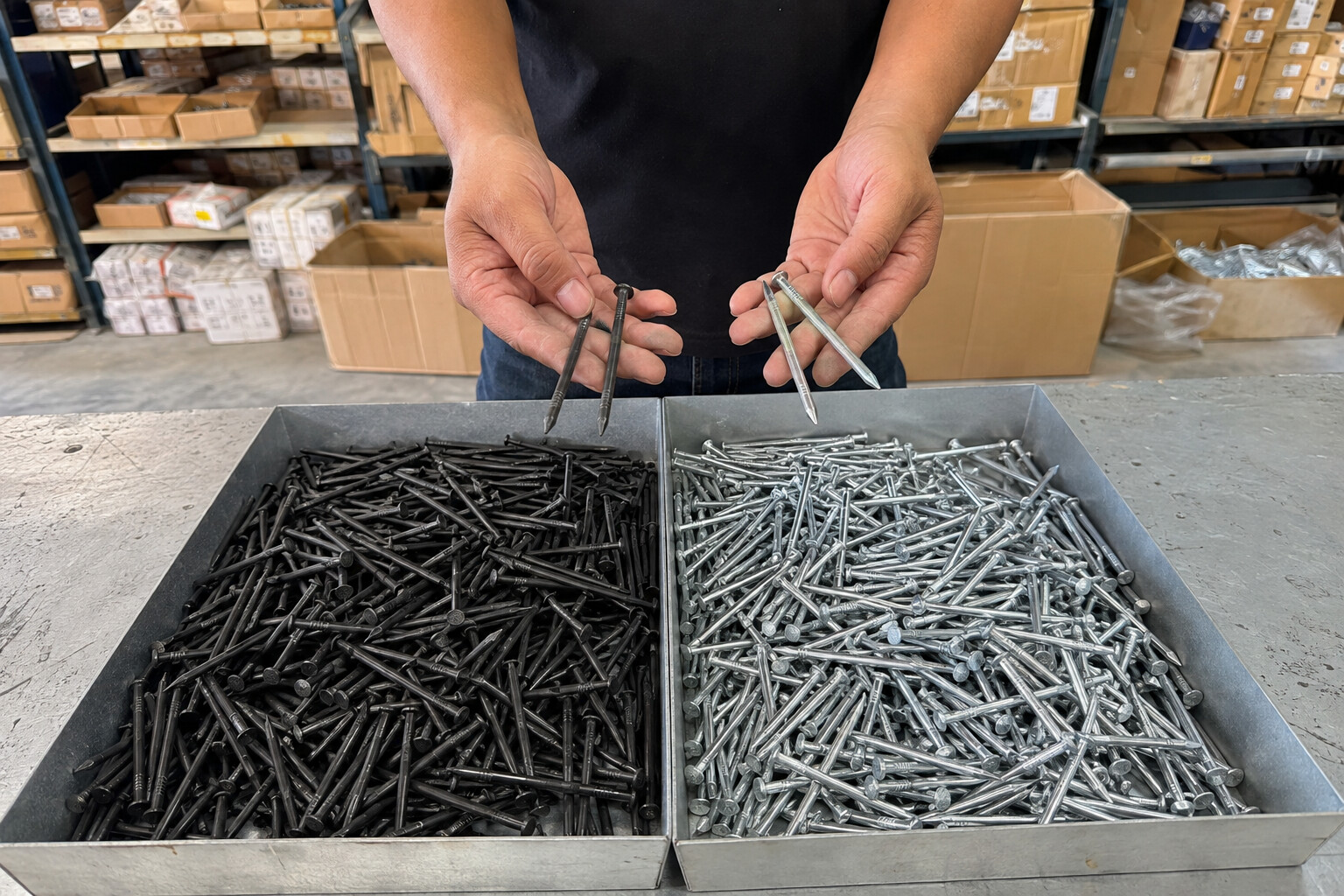 concrete nail surface treatment black and galvanized