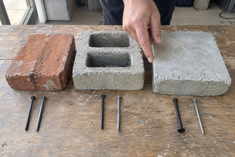 masonry and concrete nails selection by wall material