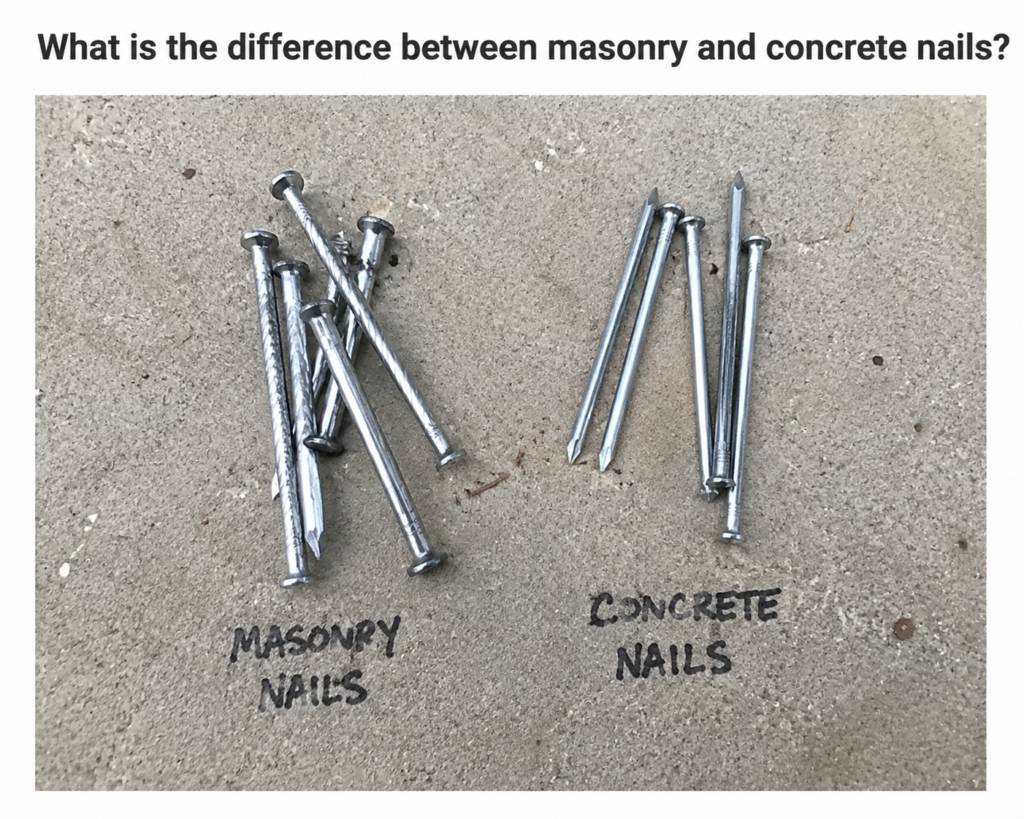 What is the difference between masonry and concrete nails?