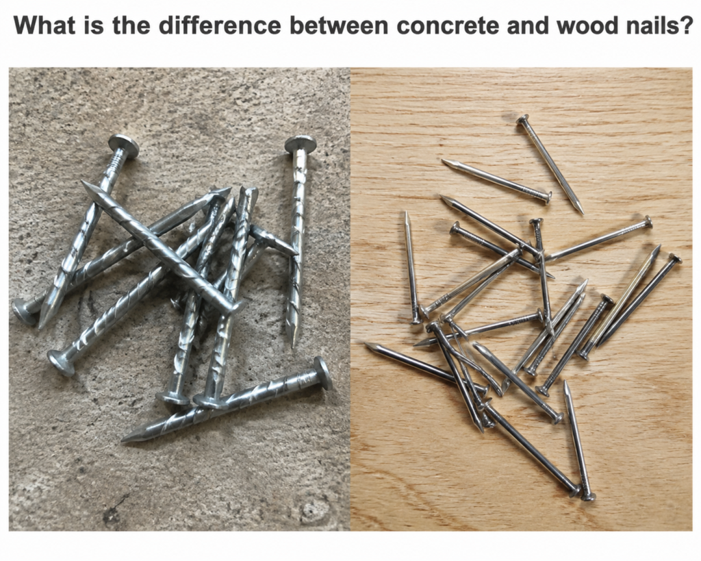 What is the difference between concrete and wood nails?