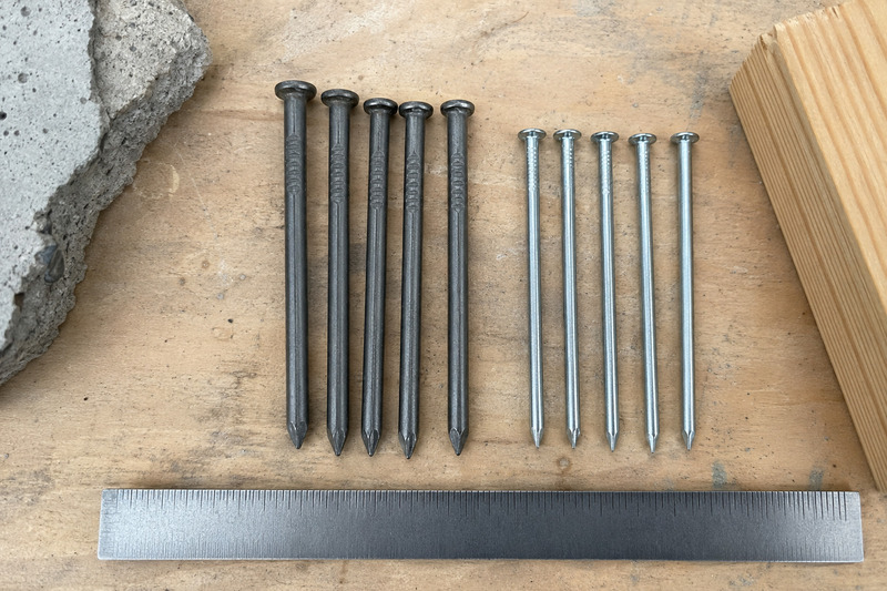 Concrete nail and wood nail material difference difference between concrete and wood nails in material hardness and shank design