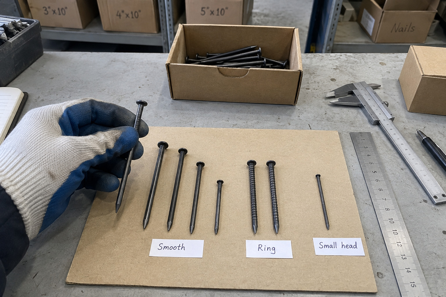 Black Steel Nails Applications matched to nail size shank and head