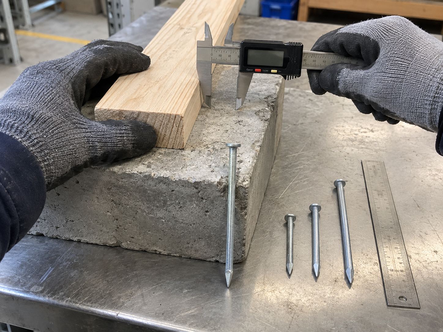 Wood thickness and concrete substrate considerations for concrete nail selection