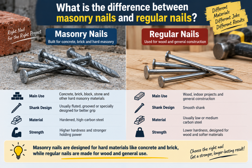 What is the difference between masonry nails and regular nails?