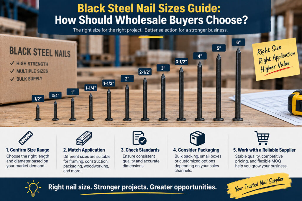 Black Steel Nail Sizes Guide: How Should Wholesale Buyers Choose?