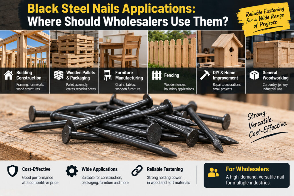 Black Steel Nails Applications: Where Should Wholesalers Use Them?