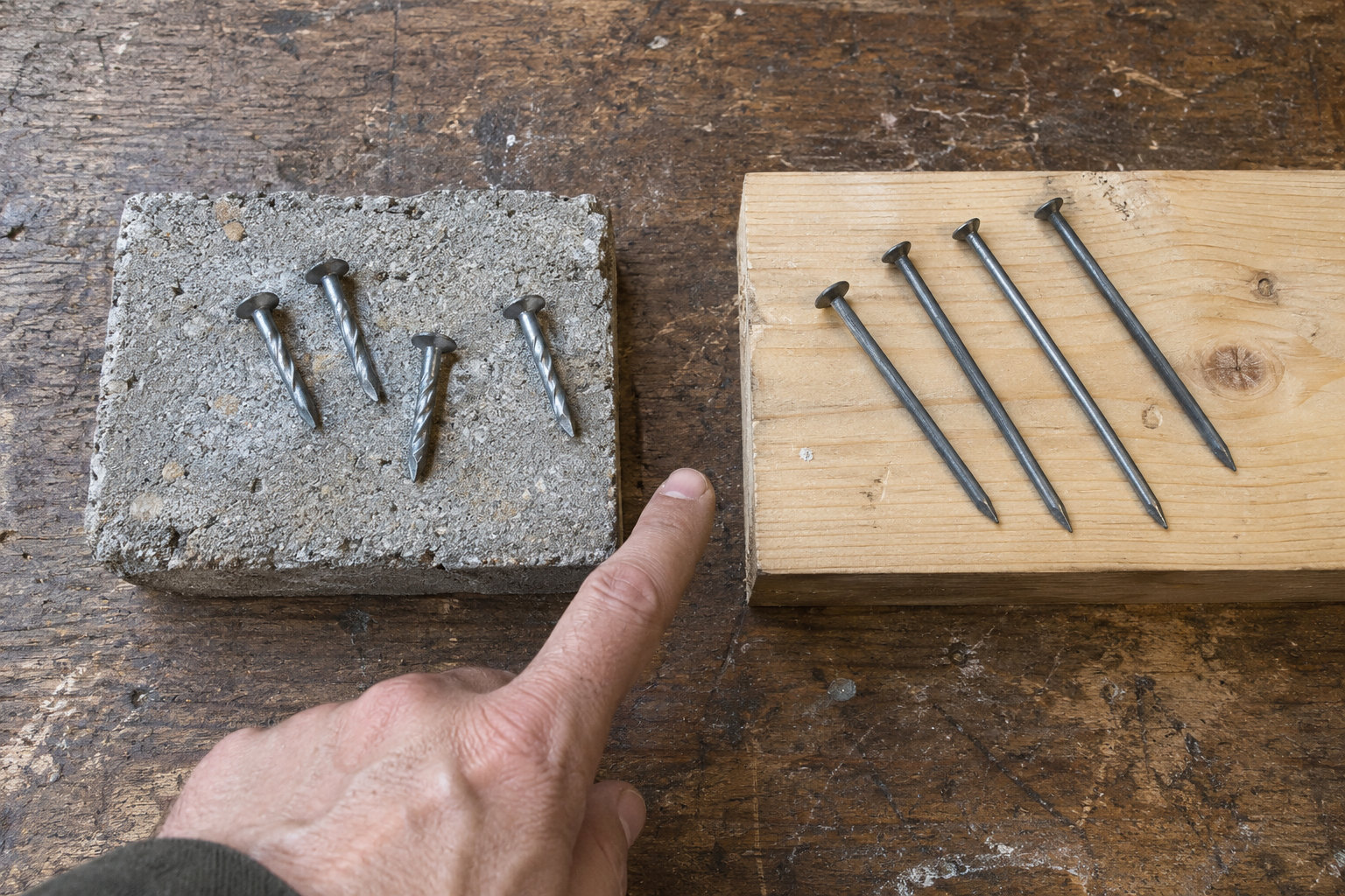 concrete nail vs common nail for wood and masonry fastening selection