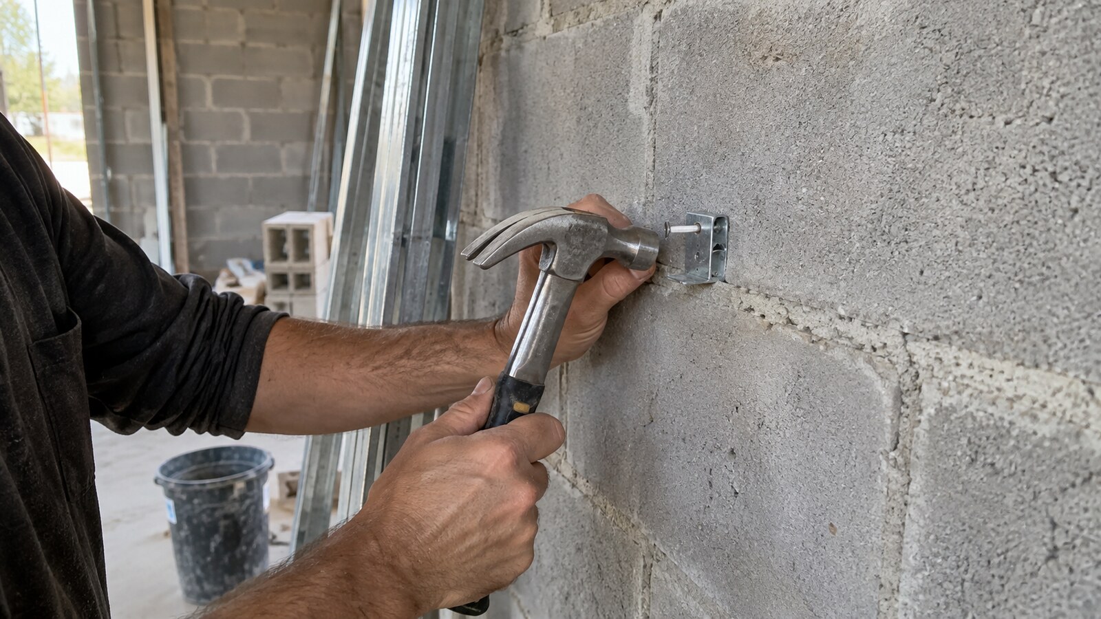 Concrete nails used in masonry construction