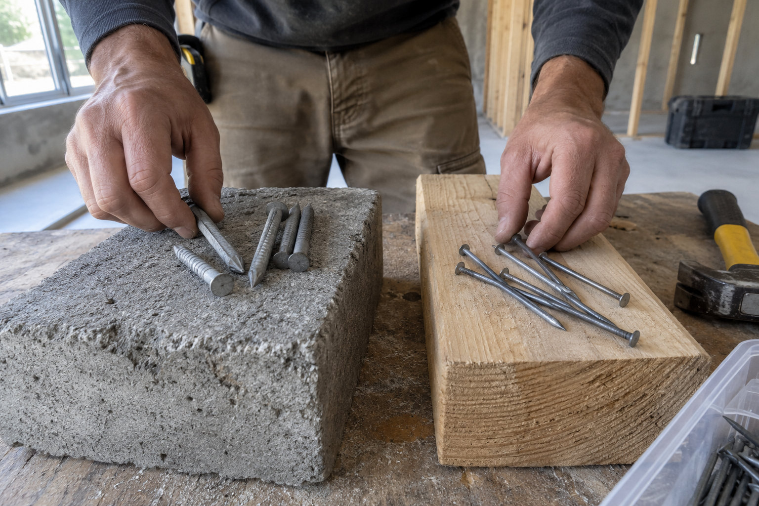 concrete nail vs common nail difference by base material