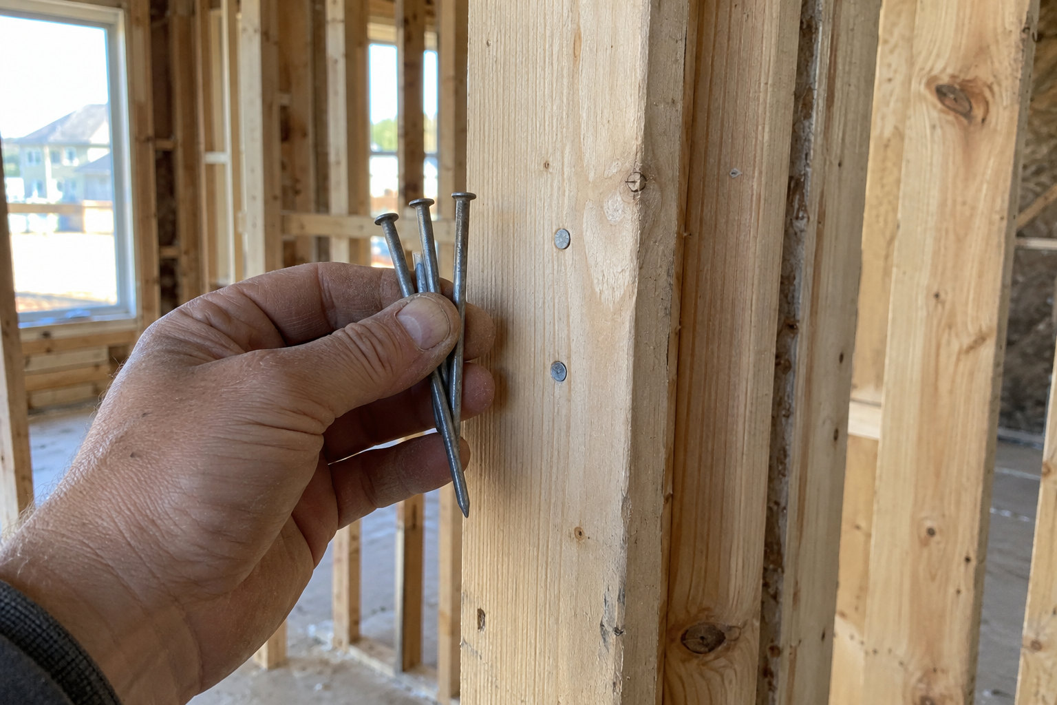 sinker nails used in interior wood framing application