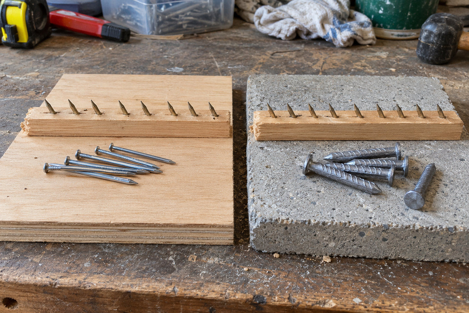 Standard tack strip versus concrete tack strip nail hardness comparison standard vs concrete tack strip comparison