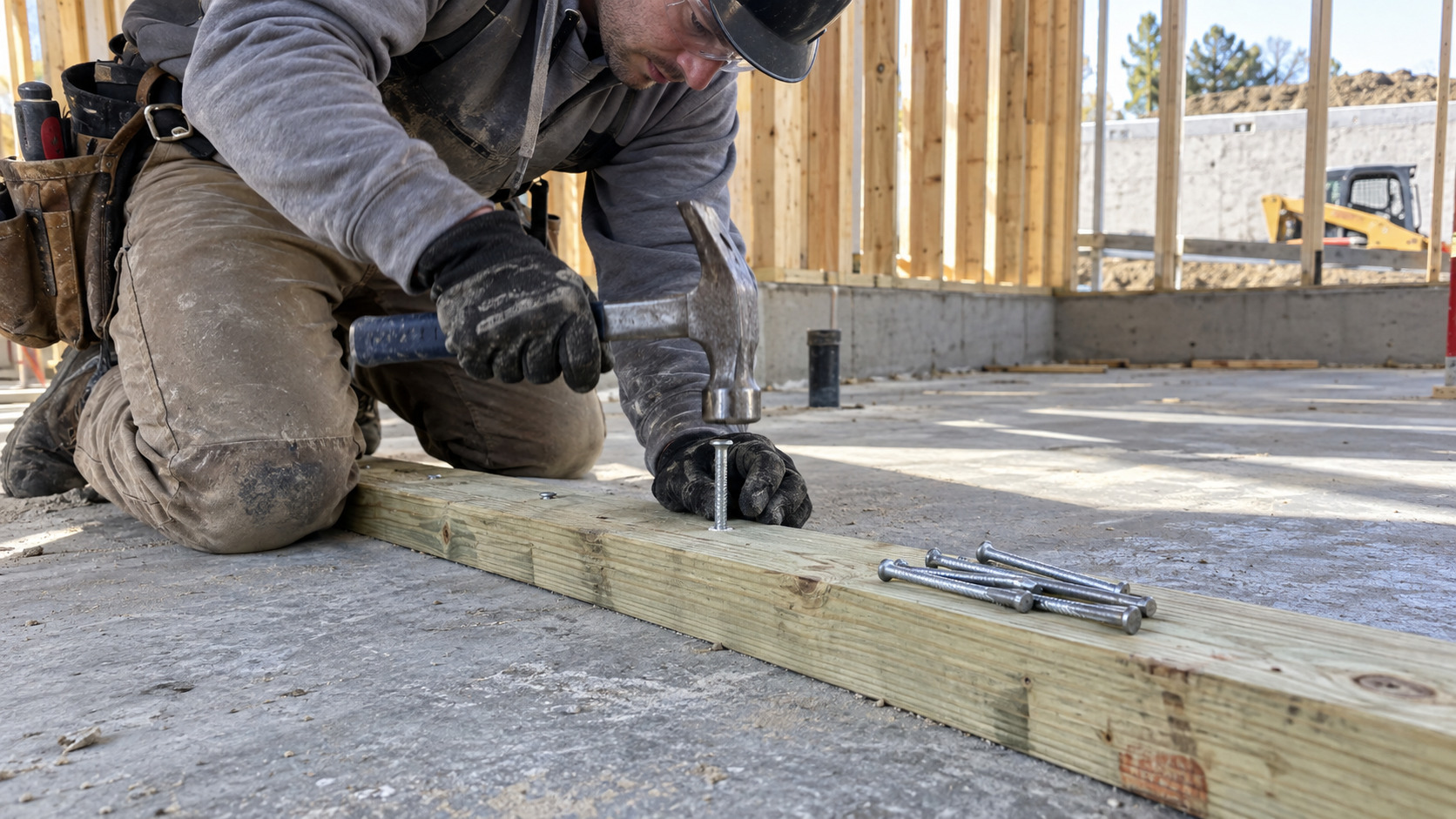 Galvanized concrete nails used for wood to concrete fixing