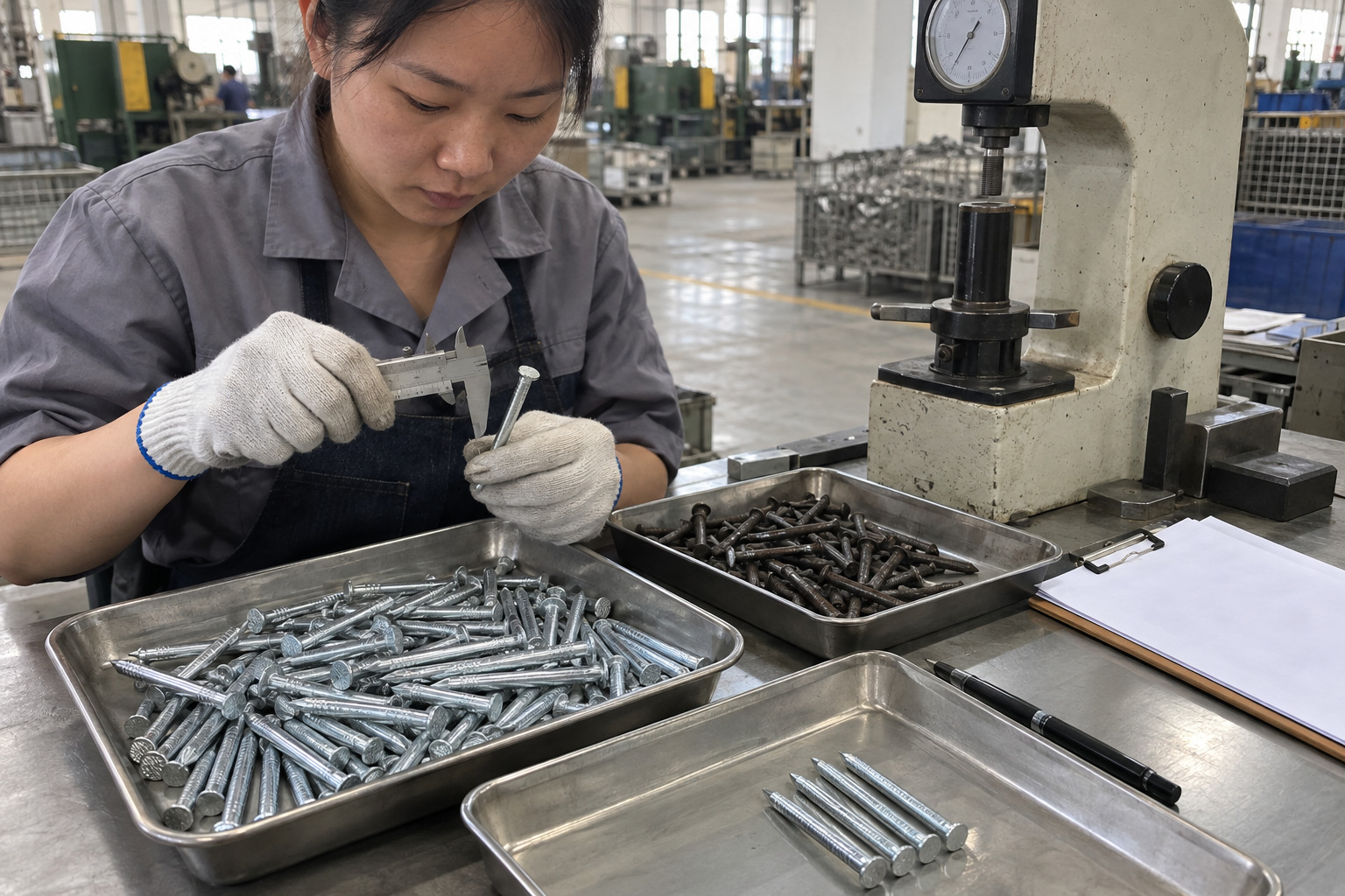 Galvanized concrete nail quality inspection