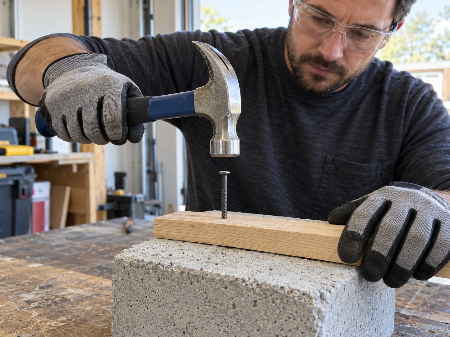 hammer installation technique for concrete nails