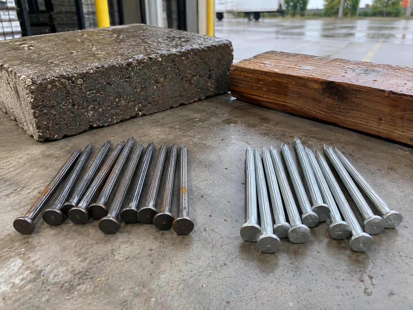 galvanized versus black steel concrete nail corrosion resistance